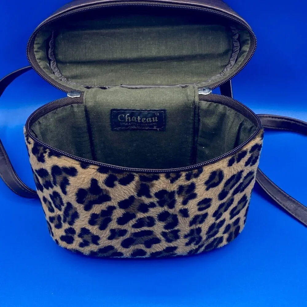 CHATEAU Bucket Bag Handheld Shoulder Crossbody Bag Leopard Print Faux Leather - Picture 5 of 8